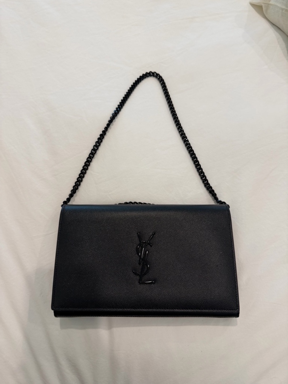 Saint Laurent Black Leather Shoulder Bag with Chain Strap